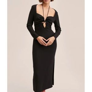 Mango long sleeve cutout dress